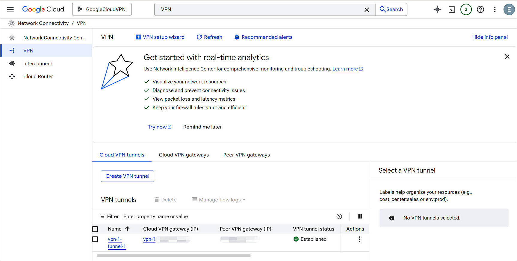 Screenshot of VPN status verify